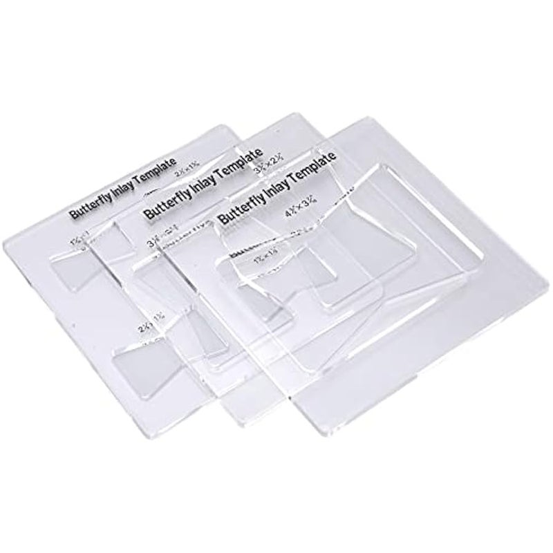 تيستينغ مجموعة قوالب ترصيع الفراشة من 3 قطع، قوالب ترصيع على شكل فراشة، قوالب ترصيع للراوتر من الاكريليك المقوى لاصلاح وتقوية الاثاث الخشبي - Image 1